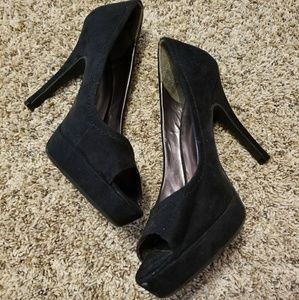 Candies Black peep toe heels